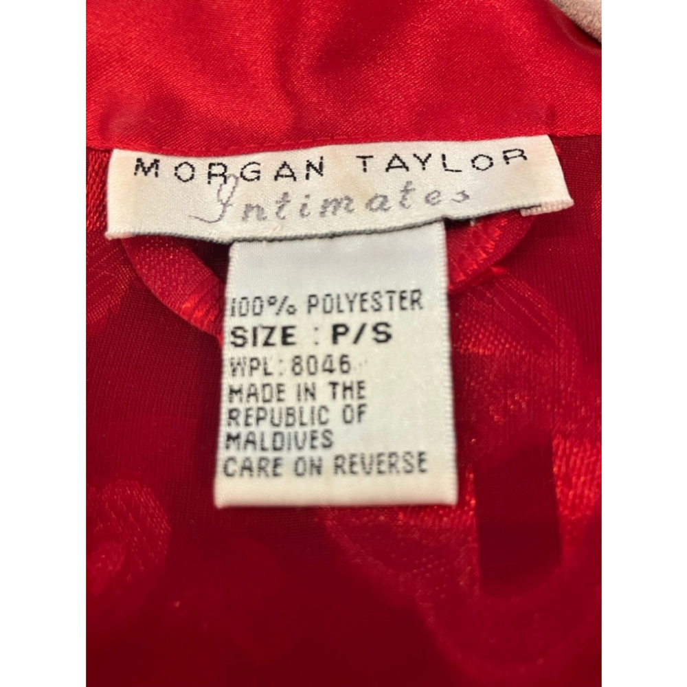 Morgan Taylor Intimates Sheer Belted Robe, Red Hearts Sz Small - Picture 2 of 7